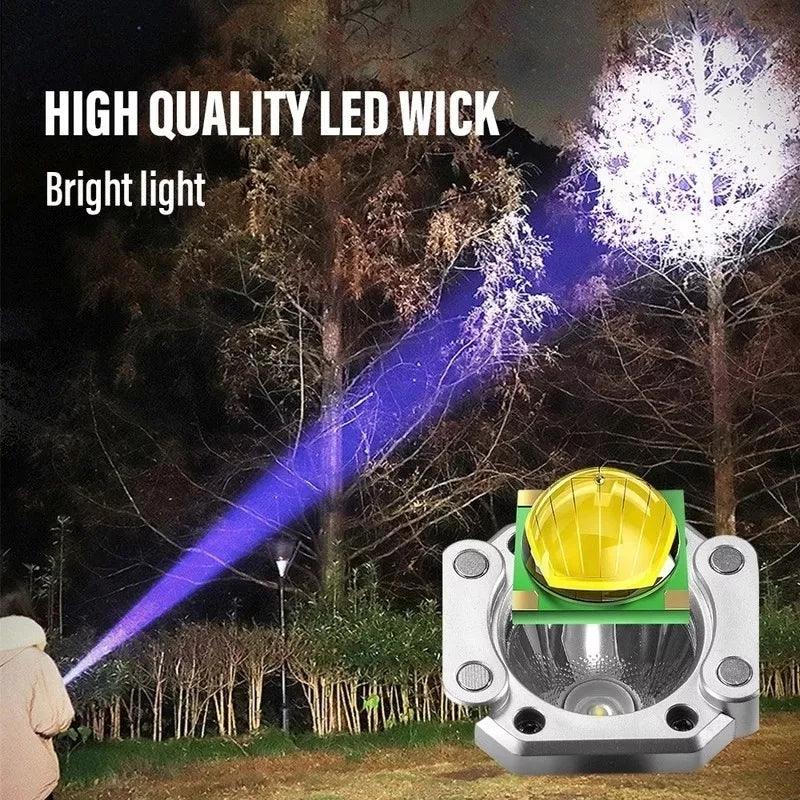 P100 Potente Lanterna LED Recarregável Com Martelo De Segurança De Luz Super Brilhante Para Ambiente Externo COB Lateral De Aventura Acampamento - Eletroxpress